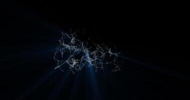 An abstract mobile network of interlaced dots, lines and triangular faces. Plexuses. Abstract animation.742 video