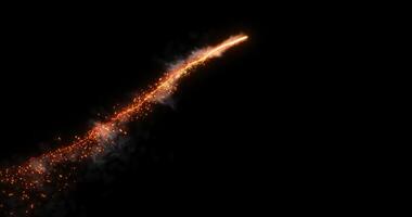 A trail of sparks left by a rocket. Flight of fireworks. Abstract animation.31 video