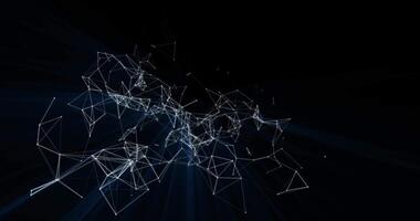 An abstract mobile network of interlaced dots, lines and triangular faces. Plexuses. Abstract animation.741 video