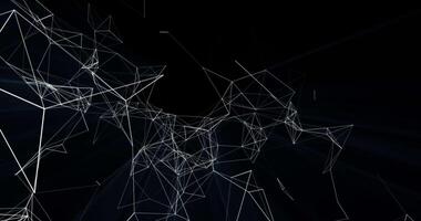 An abstract mobile network of interlaced dots, lines and triangular faces. Plexuses. Abstract animation.743 video