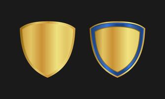 Set of Two Elegant Golden Shields, One with a Striking Blue Border, Symbolizing Protection and Excellence vector