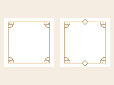 conjunto de dos elegante cuadrado marcos con florido esquina acentos en un limpiar beige antecedentes vector