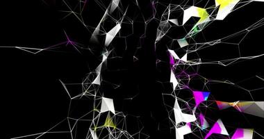 An abstract mobile network of interlaced dots, lines and triangular faces. Plexuses. Abstract animation.746 video