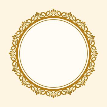 Elegant Golden Circular Frame with Ornate Swirls for Luxurious Design Elements vector