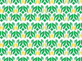 Vibrant Seamless Pattern Featuring Stylized Green Leaves and Yellow Accents for Tropical Designs vector