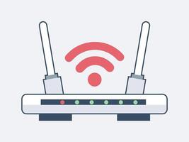 Modern Wireless WiFi Router with Antennas and Glowing Signal Indicator Lights for Home Networking vector