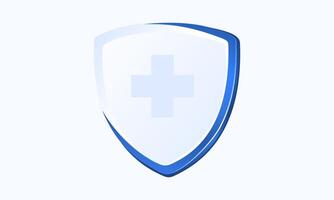 Clean and Modern Blue and White Shield with a Prominent Medical Cross Symbol for Healthcare Graphics vector