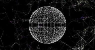A rotating sphere made up of interlaced dots and lines. Abstract animation.741 video