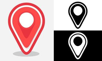 Red GPS Location Marker Icons in Flat and Outline Versions vector