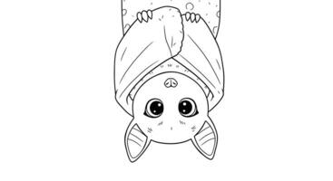 Adorable Bat Character Wrapped in a Cozy Blanket Coloring Page for Kids vector