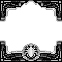 Tech Frame, Black And White Circuitry For Digital Interface vector