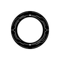 Futuristic Tech Circle Glossy Black Frame With Circuitry Elements vector