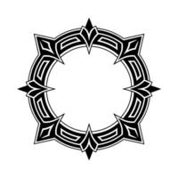Geometric Black White Ornamental Circle Frame, Art Deco Style vector