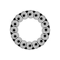 Decorative Swirls Circle Frame, Black And White Minimalist vector