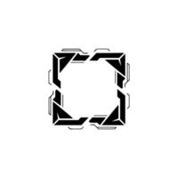 Tech Frame Futuristic Square Element With Minimalist Black White Aesthetics vector