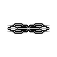 Abstract Tech Circuit, Minimalist Black White Illustration vector