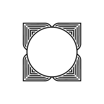 Abstract Geometric Frame With Empty Circle, Black White Minimalist