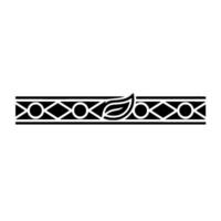 Decorative Border Element Black Leaf And Geometric Pattern On White vector