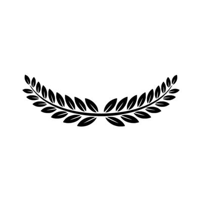 Simple Black Laurel Wreath On White, Elegant Emblem