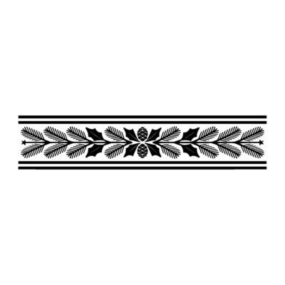 Elegant Black And White Christmas Border With Pine Cones And Foliage