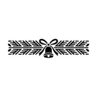 Elegant Black Christmas Border With Bell, Ribbon, And Pine vector