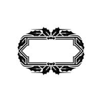 Elegant Black And White Christmas Holly Frame Blank Label vector