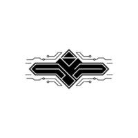 Minimalist Tech Geometric Circuit Board vector