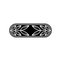 Minimalist Leafy Emblem, Black White, Geometric, Elegant, for vector