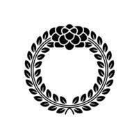 Elegant Black Floral Wreath Emblem on Soft White Background vector
