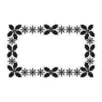 Christmas Holly Border Frame, Simple Black Red on White vector