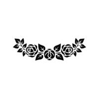 Minimalist Rose Garland Silhouette, Black Floral Element on White vector