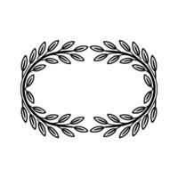 Minimalist Laurel Wreath Frame, Black on White, Decorative vector