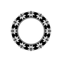 Elegant Floral Frame with Blank Center, Black and White vector