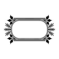 Elegant Christmas Frame with Holly and Fir in Black and White vector