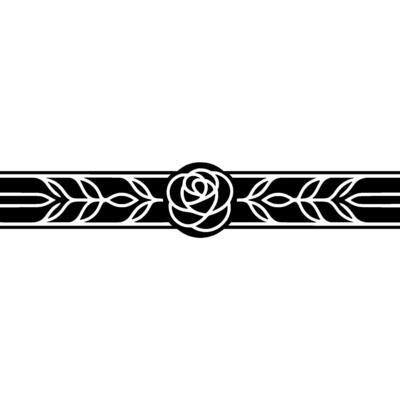 Elegant Minimalist Rose Border, Black and White Decorative
