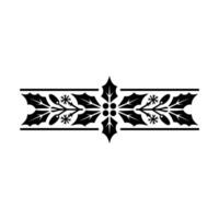 Elegant Black and White Christmas Holly Border Illustration vector