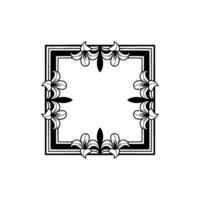 Elegant Floral Frame Black and White Border, Decorative Template vector