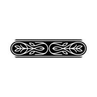 Ornate Black and White Leaf Motif Border Element on Gray vector