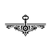 Steampunk Key Scrollwork Border Element, Geometric, Elegant vector
