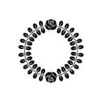 Elegant Minimalist Rose Wreath , Black on White vector