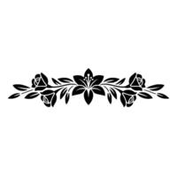 Elegant Black Floral Border Roses Lily Illustration vector