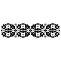 Christmas Holly Snowflake Border , Festive Ornamental Pattern on White vector