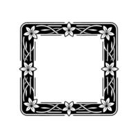 Floral Border Frame in Art Nouveau Style, Black and White vector