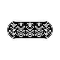 Minimalist Floral Pattern in Black White Oval Frame vector