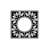 Floral Art Deco Black and White Square Frame vector