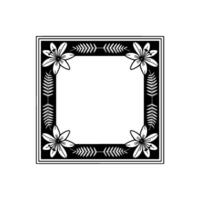 Elegant Floral Frame Monochrome Lily and Fern Border vector