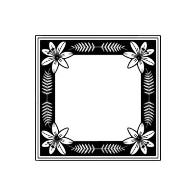 Elegant Floral Frame Monochrome Lily and Fern Border