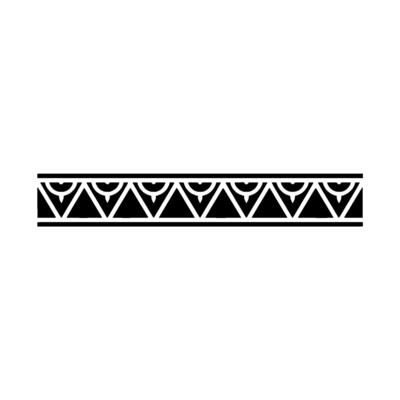 Geometric Tribal Border in Black and White on Gray Background