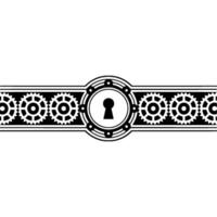 Steampunk Keyhole and Gears Decorative Border on White vector
