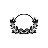 Floral Wreath Silhouette Elegant Botanical Frame for Elements vector